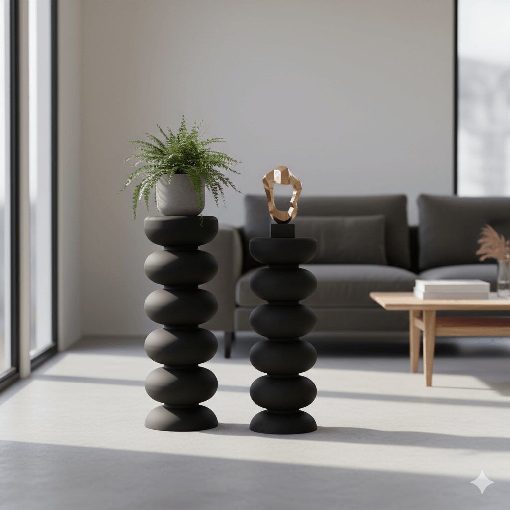 Design Plantenzuil Kobodo - Mat Zwart - Speels Design Voetstuk