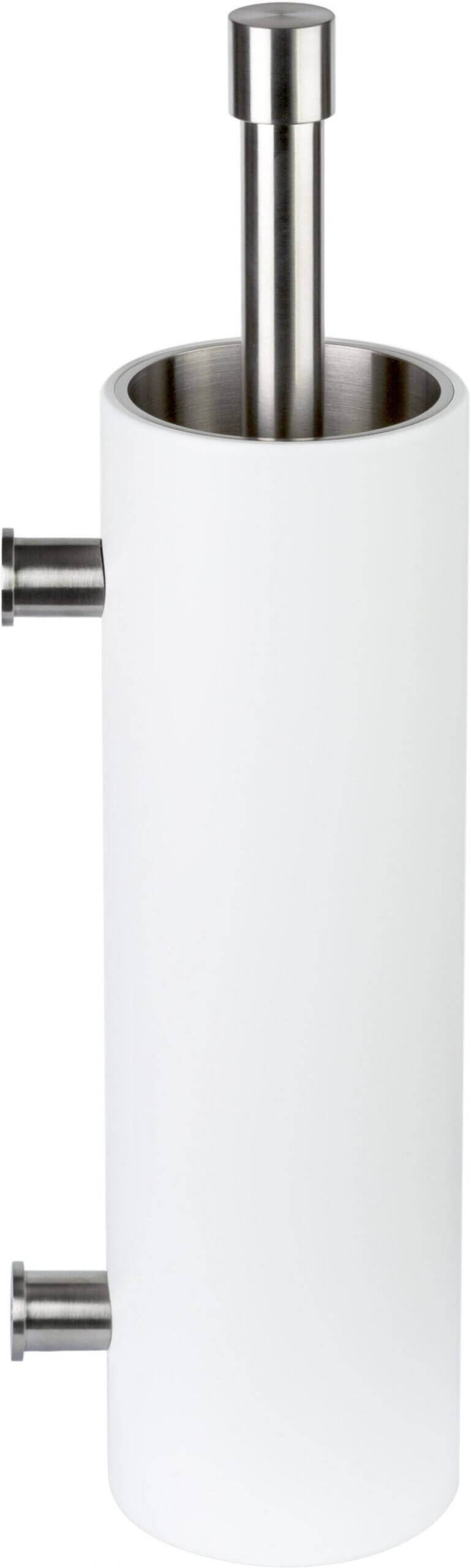 Toiletborstel Piet Boon PB303 met muurbevestiging mat roestvast staal AISI 316/wit Corian®