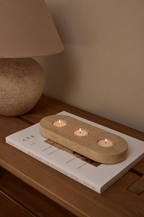 Waxinelichthouder Travertine