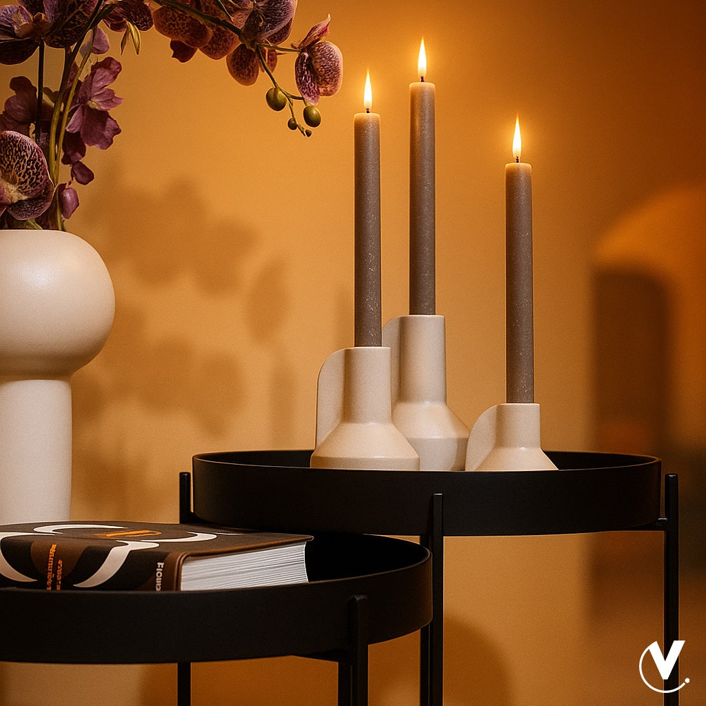 Kaarshouder Alota ivory Ø9 x H917/13/9 cm (Ivory Ø9 x H917/13/9 cm)