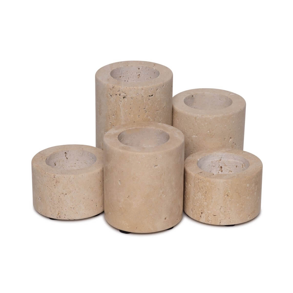 Travertine Waxinelichthouder - rond