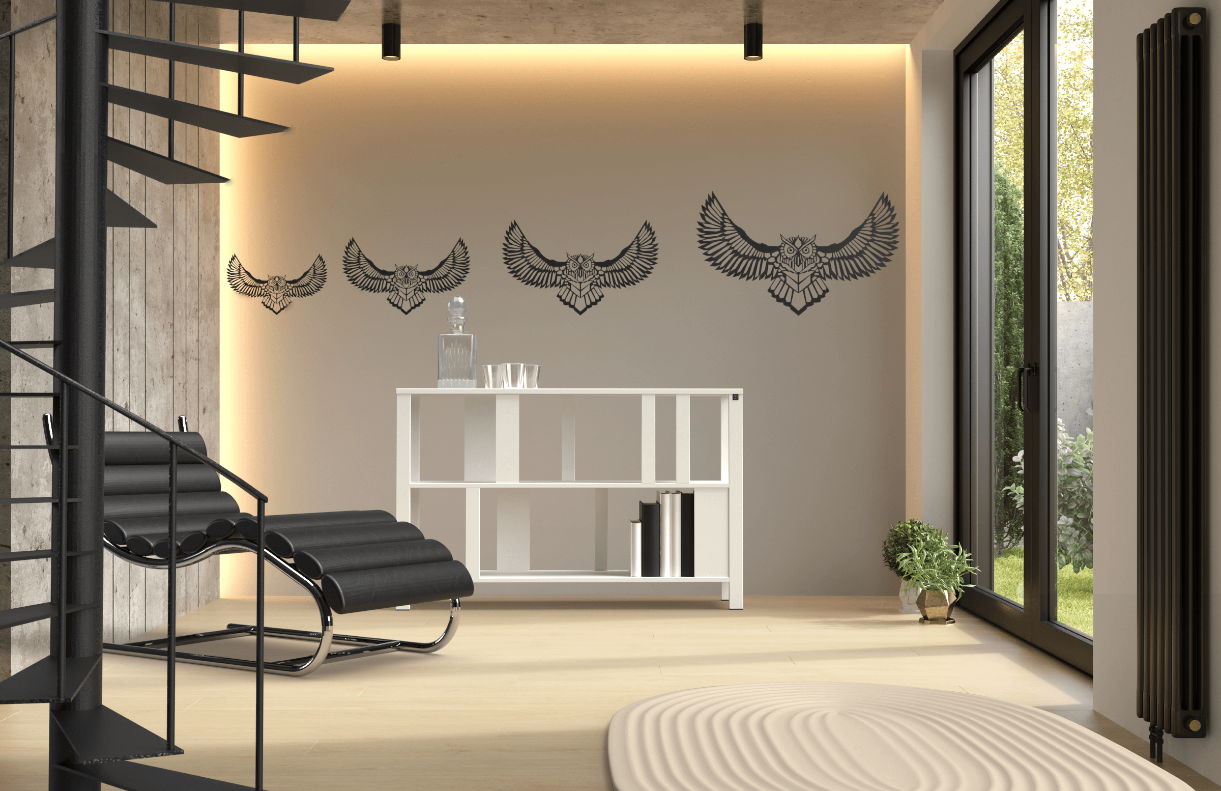 Stalen Wanddecoratie Uil
