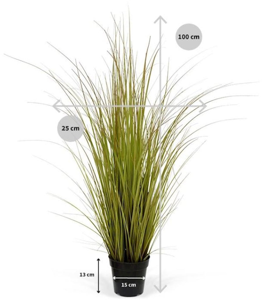 Kunstplant Gras in pot brown-green H100 cm
