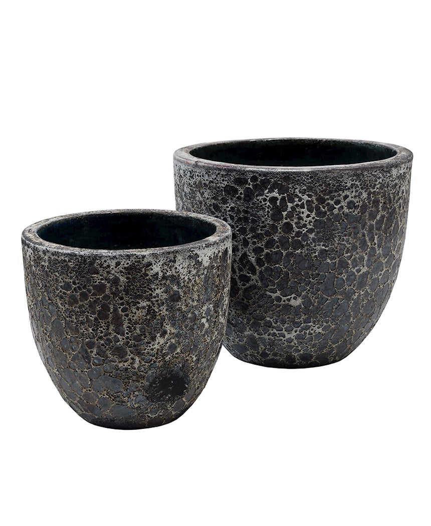Pot Laki 2 stuks Ø36/35 x H34/25 cm Relic Black 1