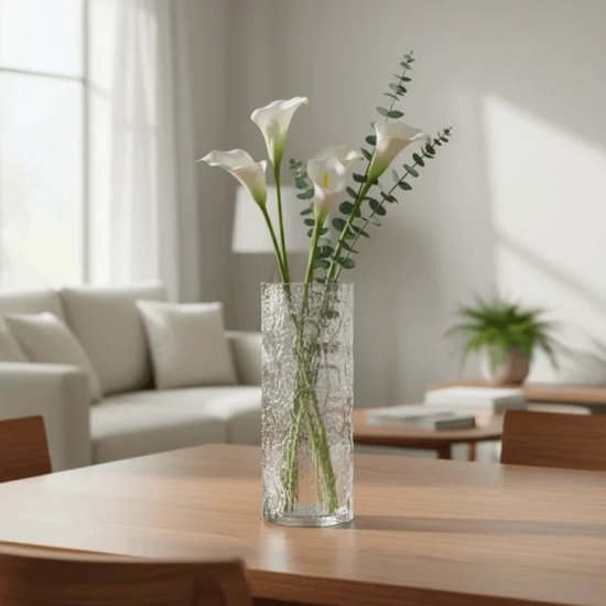 Vaas Ice – Elegante glazen design vaas met subtiele textuur
