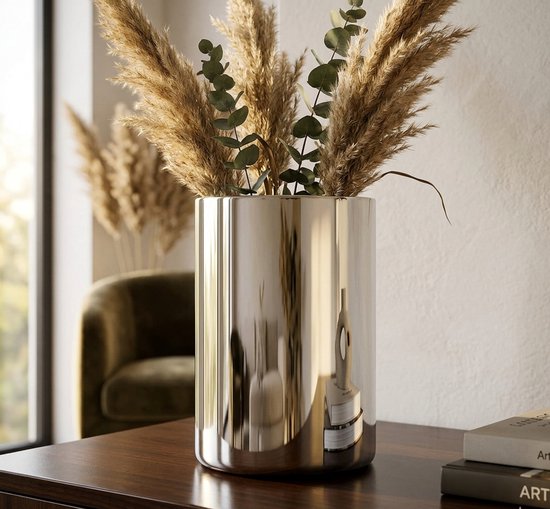 Vaas Noir – cilindervormige design vaas van rookglas