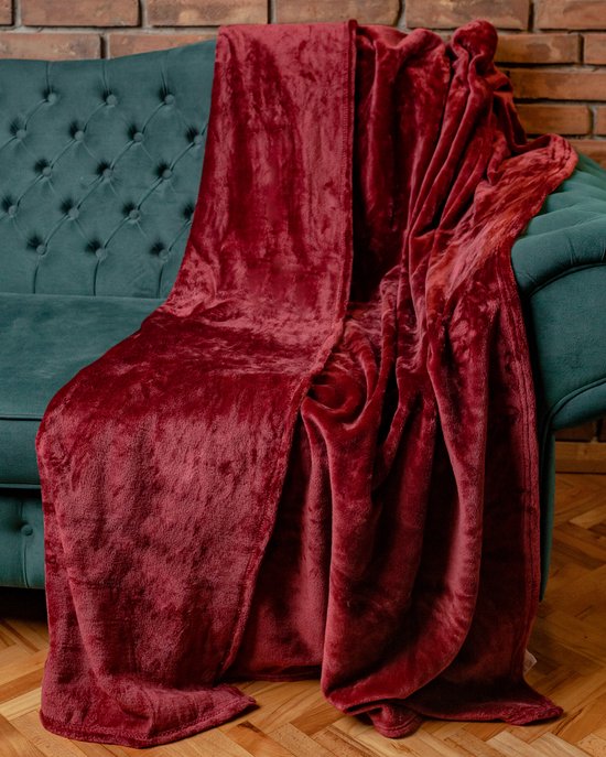 1+1 Gratis – Wasbare Deken coral fleece Bordeaux