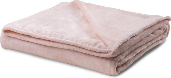 1+1 Gratis – Wasbare Deken coral fleece Lichtroze