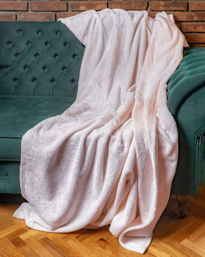 1+1 Gratis – Wasbare Deken coral fleece Lichtroze