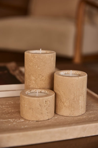 Travertine Waxinelichthouder - rond Default