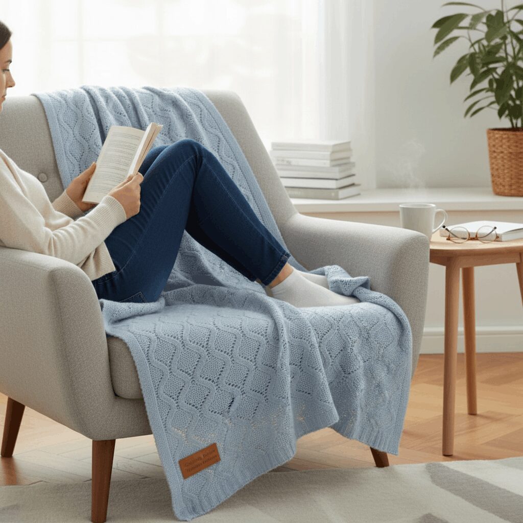 Diamond Pointelle Knit Throw Blanket – Gebreide Deken met Tijdloos Patroon