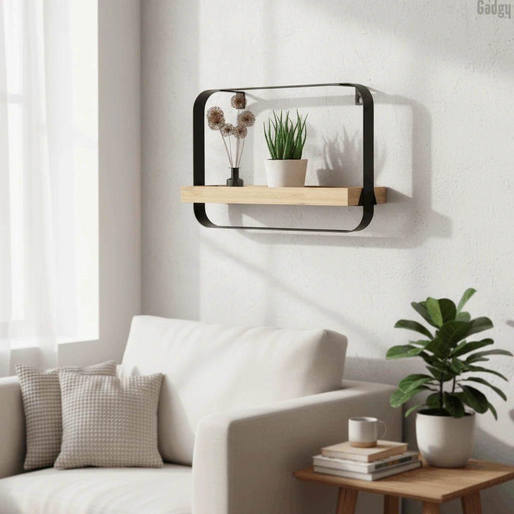 Wandplank Wandrek – Industrieel Metaal & Bamboe