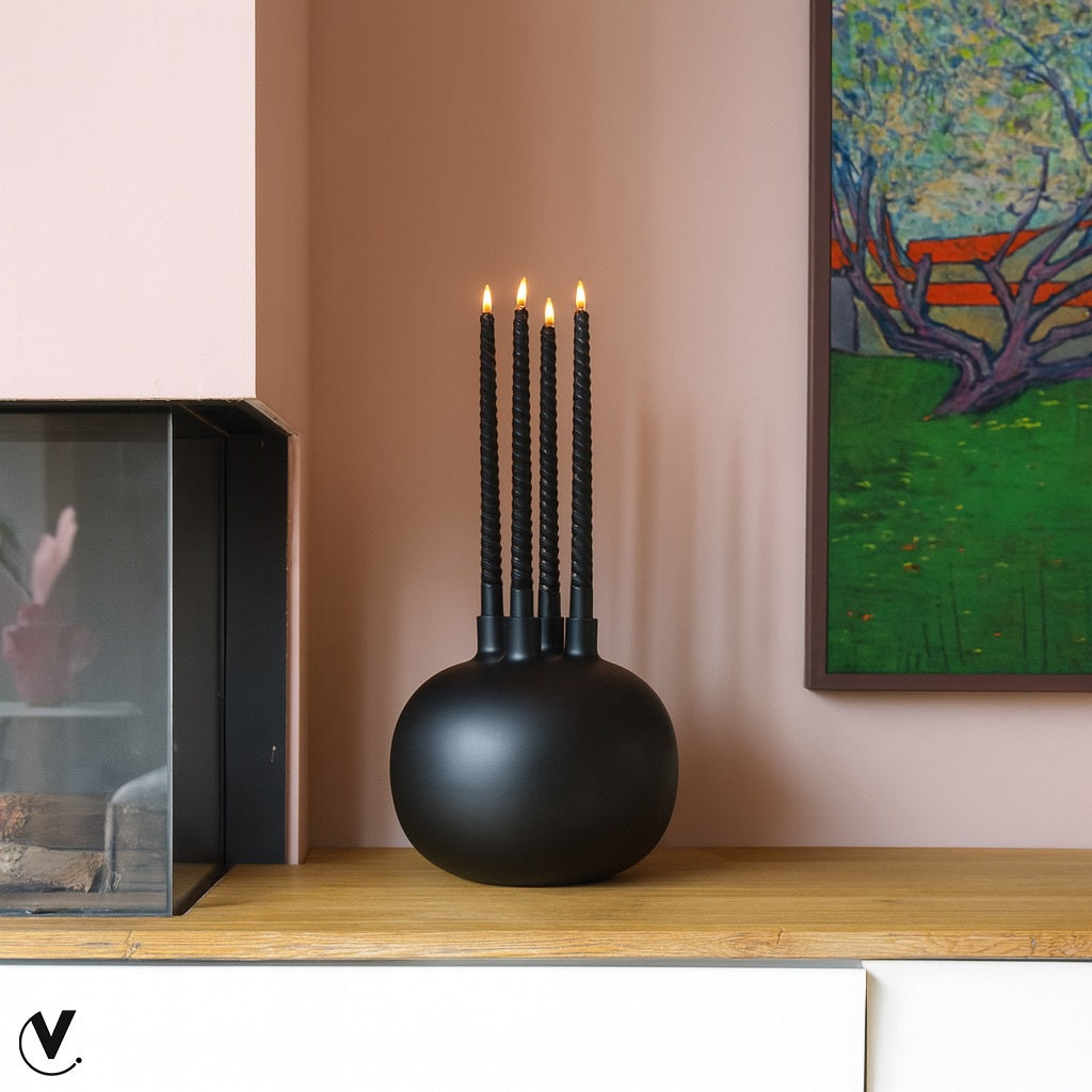 SALE! Kaarshouder Valdes black Ø25 x H24 cm (black Ø25 x H24 cm)